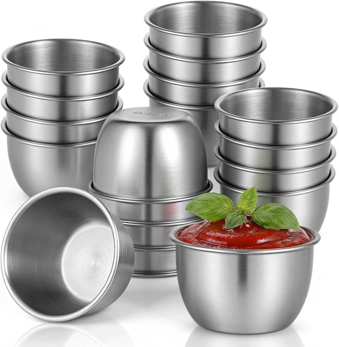 Tazas de acero inoxidable para salsa y mini platillos reutilizables