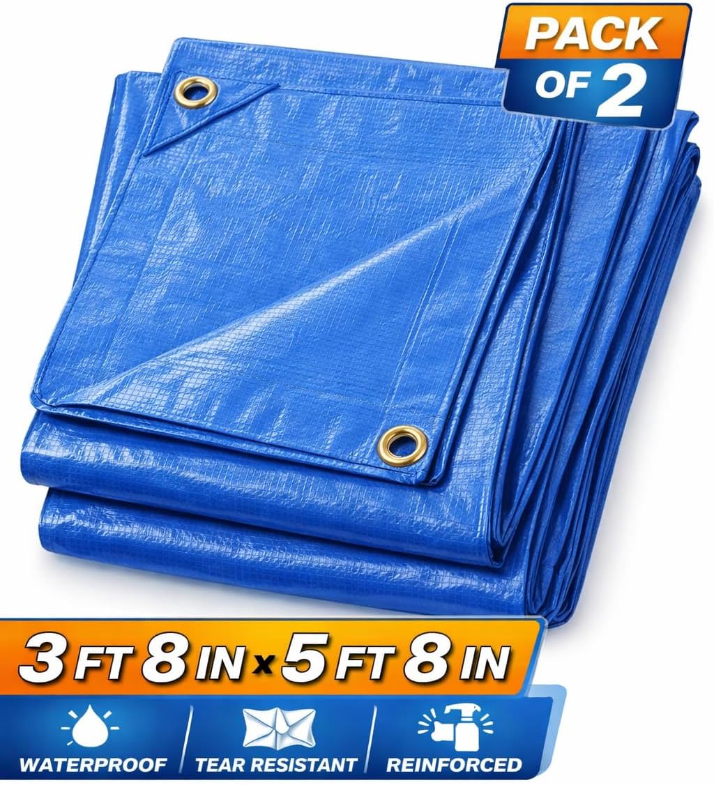 Lonas azules paquete 2 3'8"x5'8" impermeables con ojales