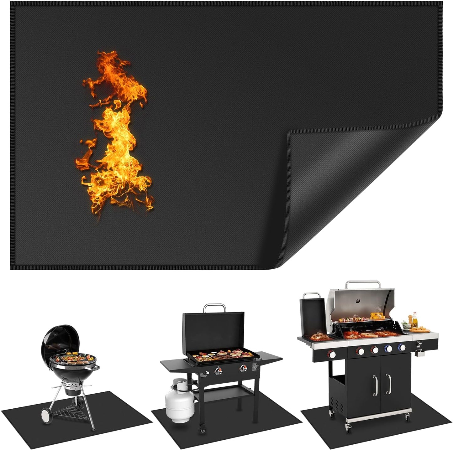 Tapete parrilla 65x39pulg resistente fuego impermeable