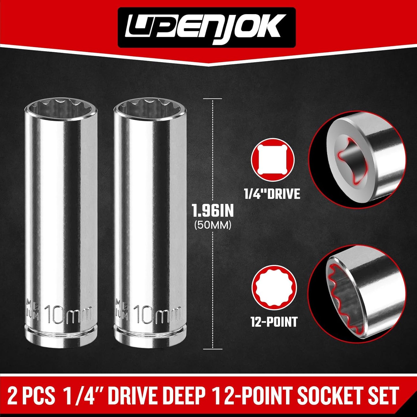 Set 2 Llaves Vaso 0.394pulg Acero Cr-V 12 Puntos