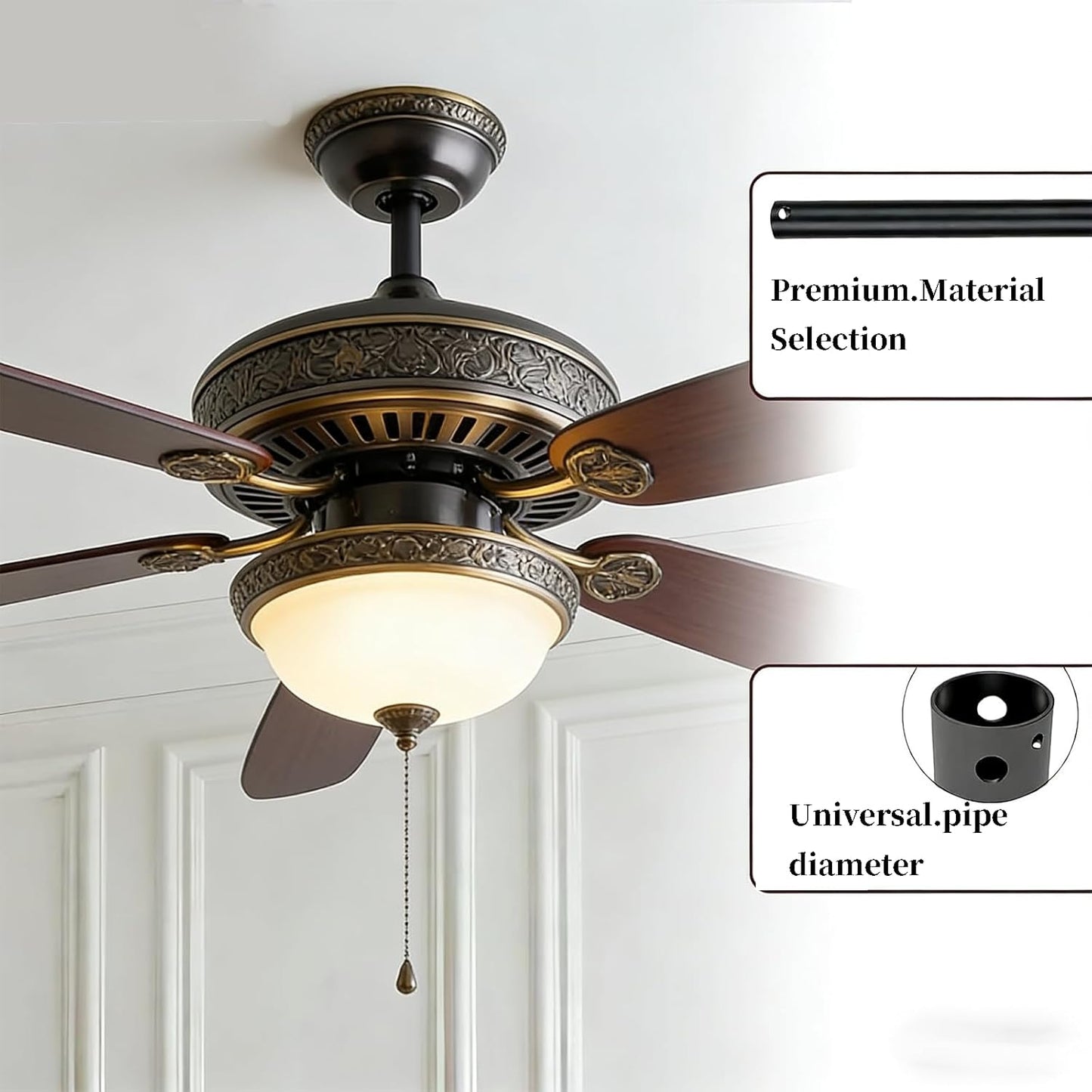 Ventilador techo 10pulg montaje bola varilla 1pulg universal