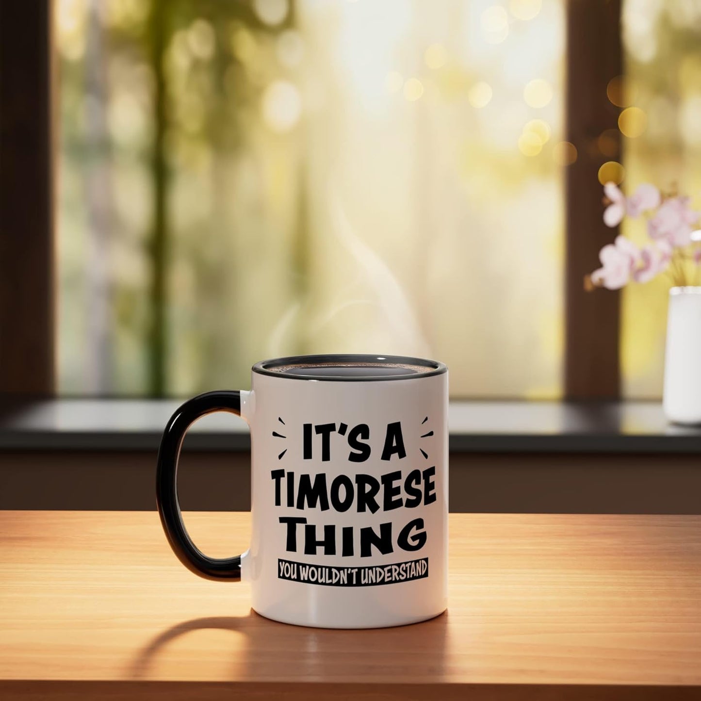 Taza cerámica timorense negra/blanca