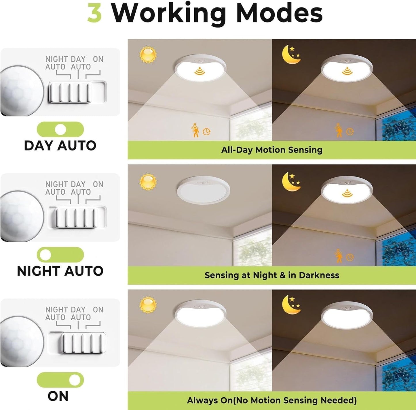 Lámpara techo LED empotrado sensor movimiento 18W 8.7pulg