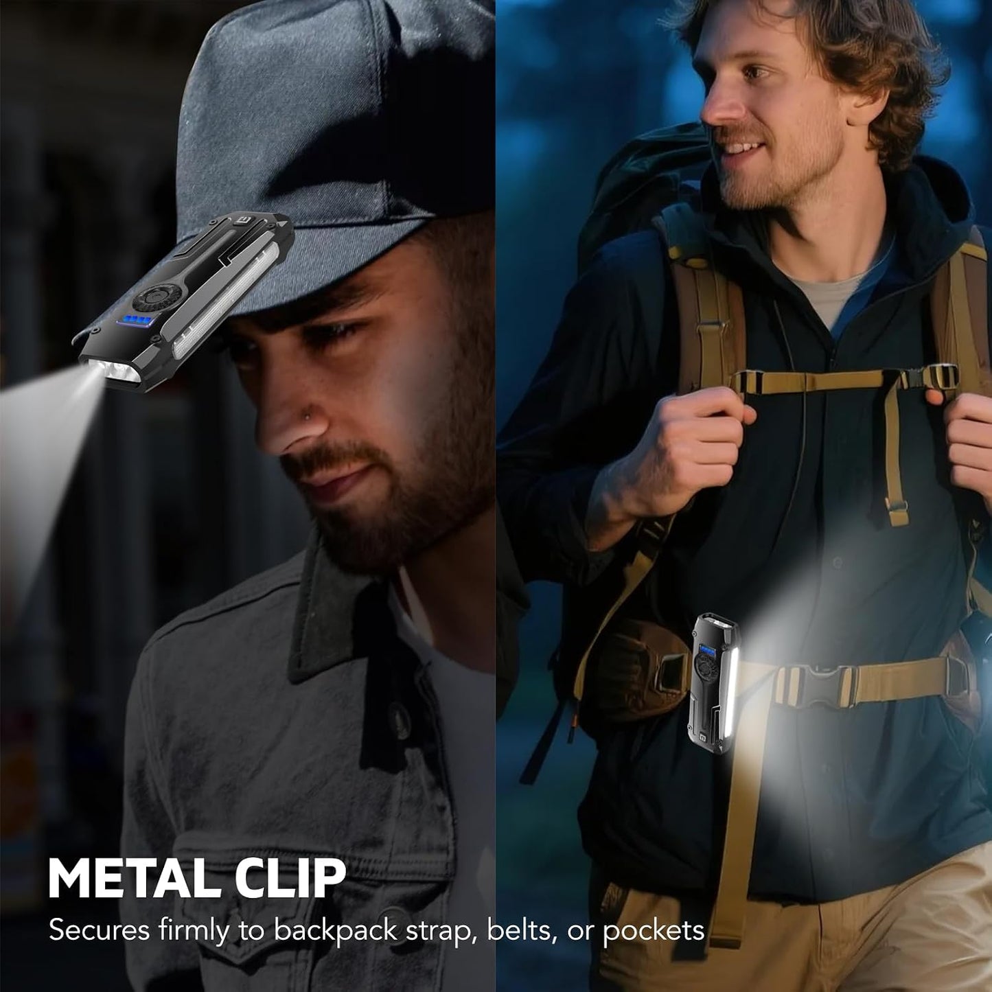 Linterna EDC recargable USB-C con clip magnético