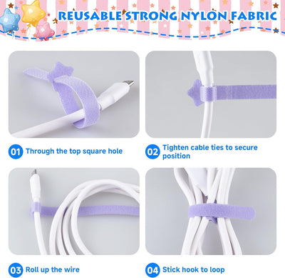 Bridas estrella reutilizables para cables 6-8pulg set 40