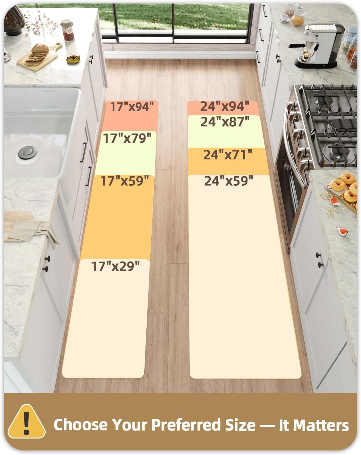 Cojín anti fatiga cocina 24x87 pulg antideslizante goma espuma