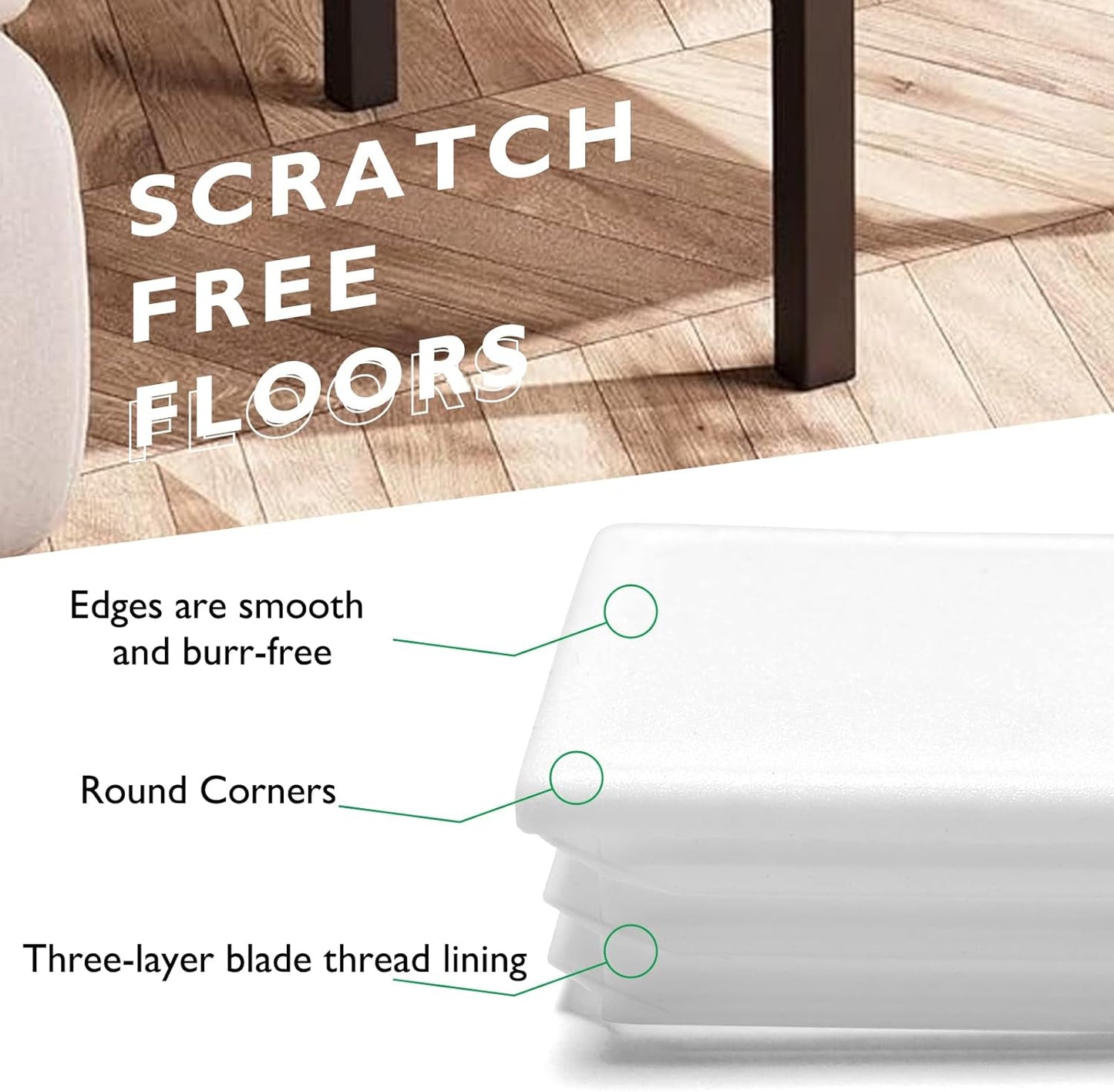 Tapones plástico 5/8pulg cuadrados para patas silla y tubos