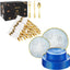 Set 400 cubiertos plástico dorado y 60 platos plástico azul