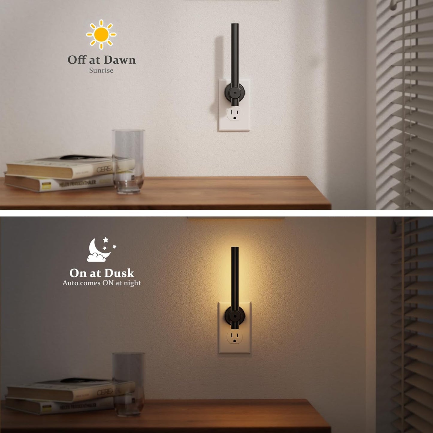 Luz nocturna enchufable sensor atardecer amanecer regulable 0-100lm