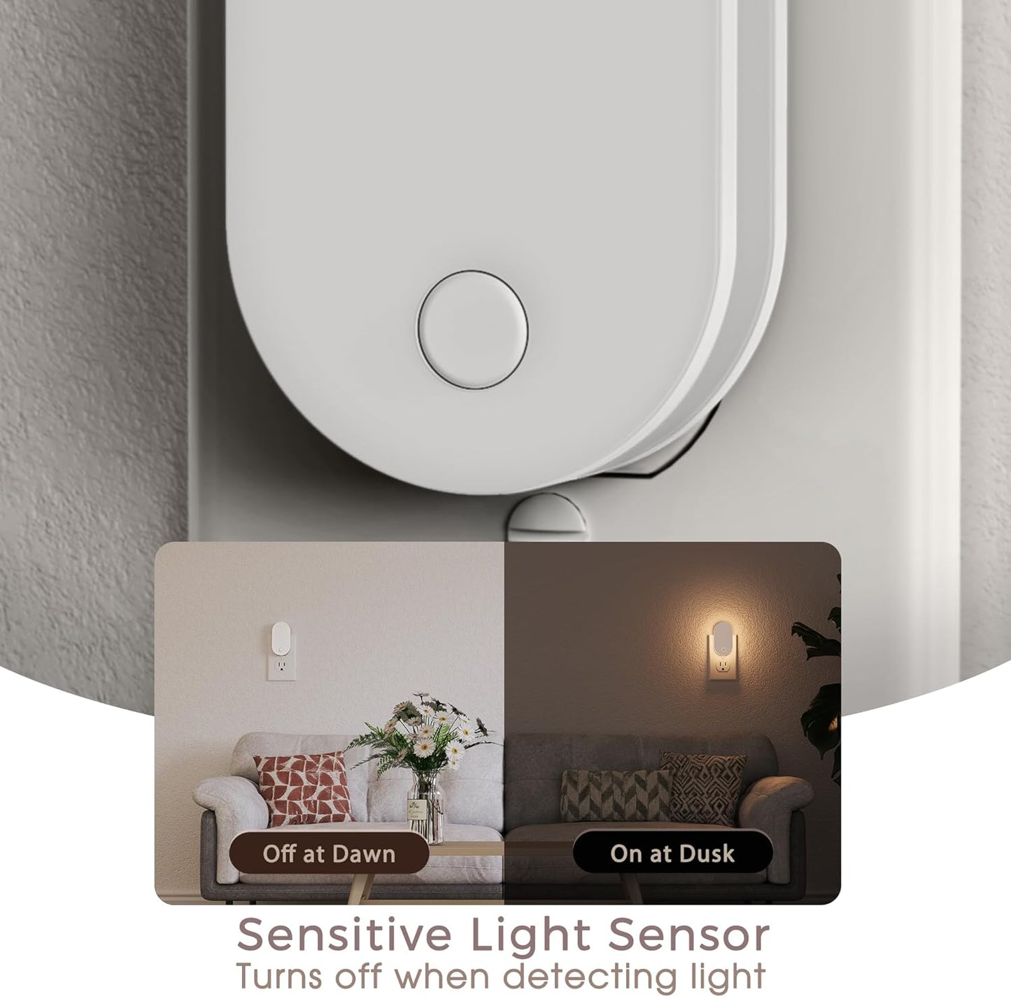 Luces nocturnas enchufables LED con sensor 1W 3000K para baño