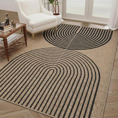 Alfombras patio 5x7ft yute antideslizante geométrica