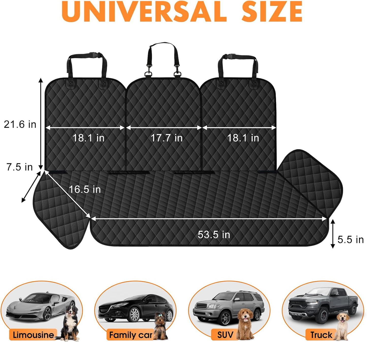 Funda asiento auto perro trasero impermeable ajuste 60/40