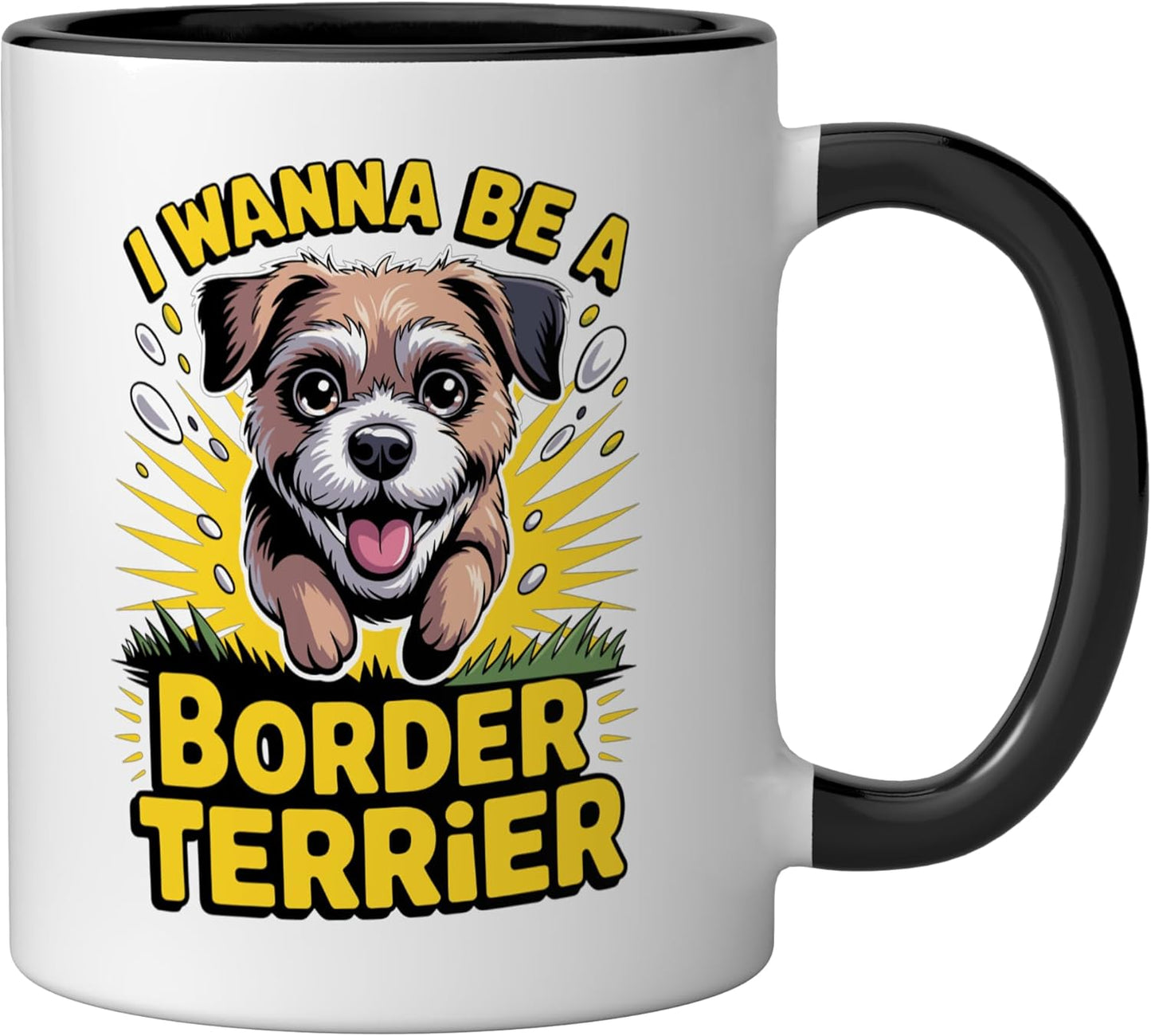 Taza cerámica cartoon perro Border Terrier negro/blanco