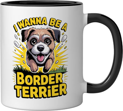 Taza cerámica cartoon perro Border Terrier negro/blanco