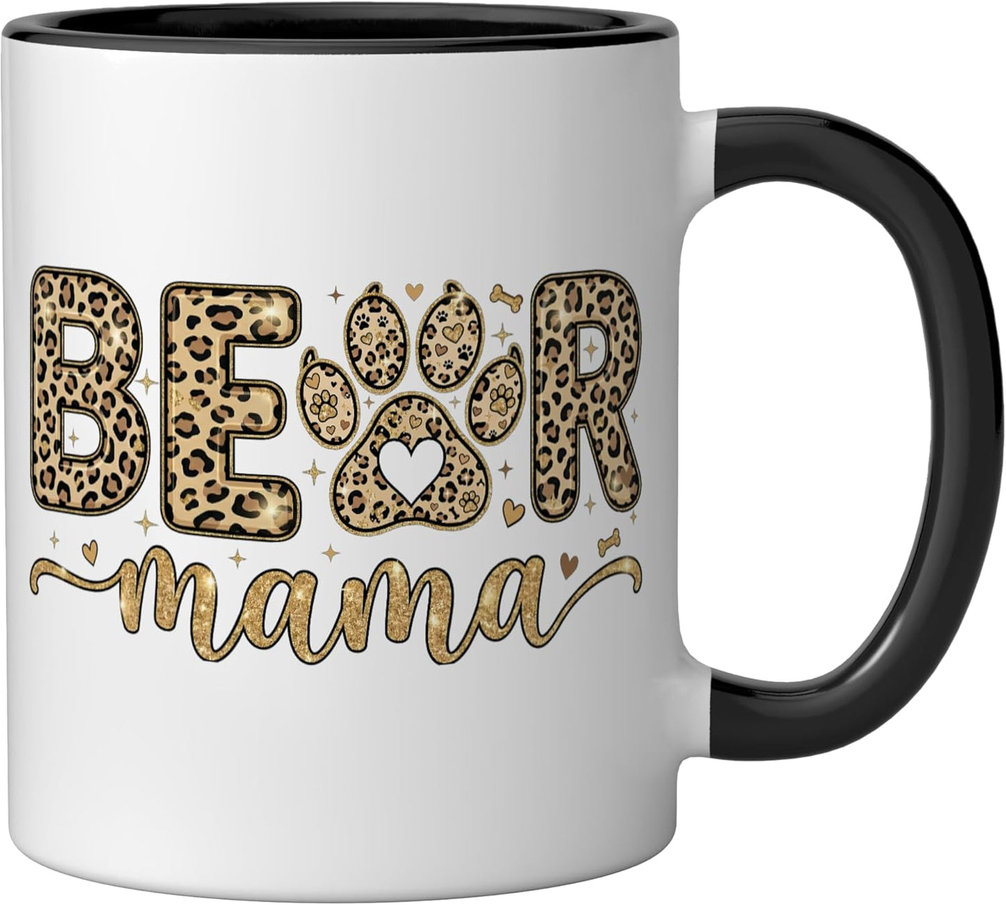 Taza Cerámica Estampado León Negro/Blanco