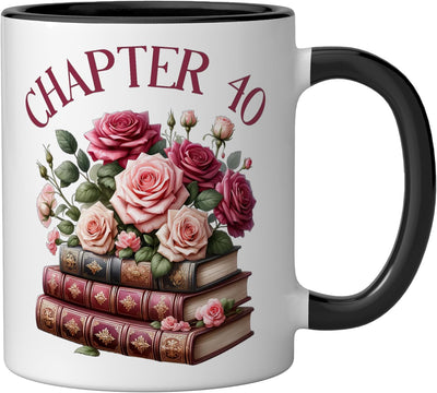 Taza cerámica para mujer amante de libros románticos 40 años negro/blanco