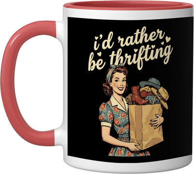 Taza de cerámica retro mujer vintage con texto en inglés rojo y blanco