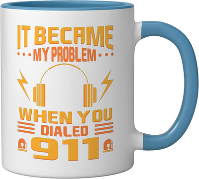 Taza cerámica para operador de emergencias 911 azul/blanco