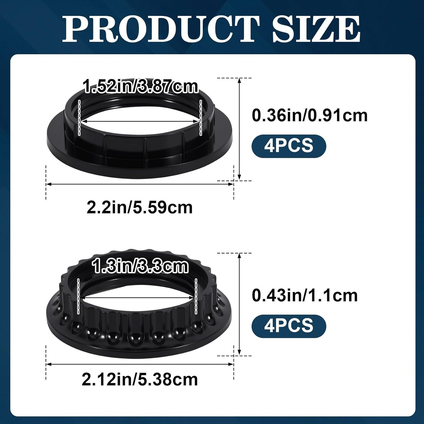 Anillo adaptador lámpara E26/E27 8 Uds resistente