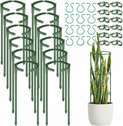 Juego 48 estacas soporte plantas 3 niveles con clip vid y calabaza