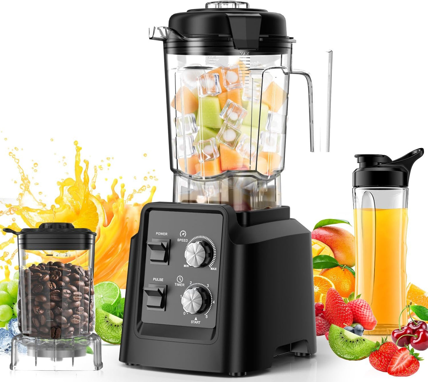Licuadora 1800W 6 cuchillas tritura hielo con molinillo