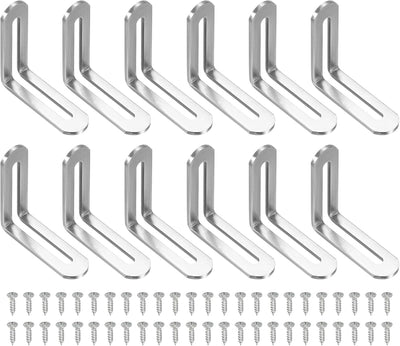 12 Soportes Acero 90 Grados para Estantería Madera