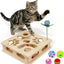 Caja rompecabezas madera pino gato laberinto sisal bolas