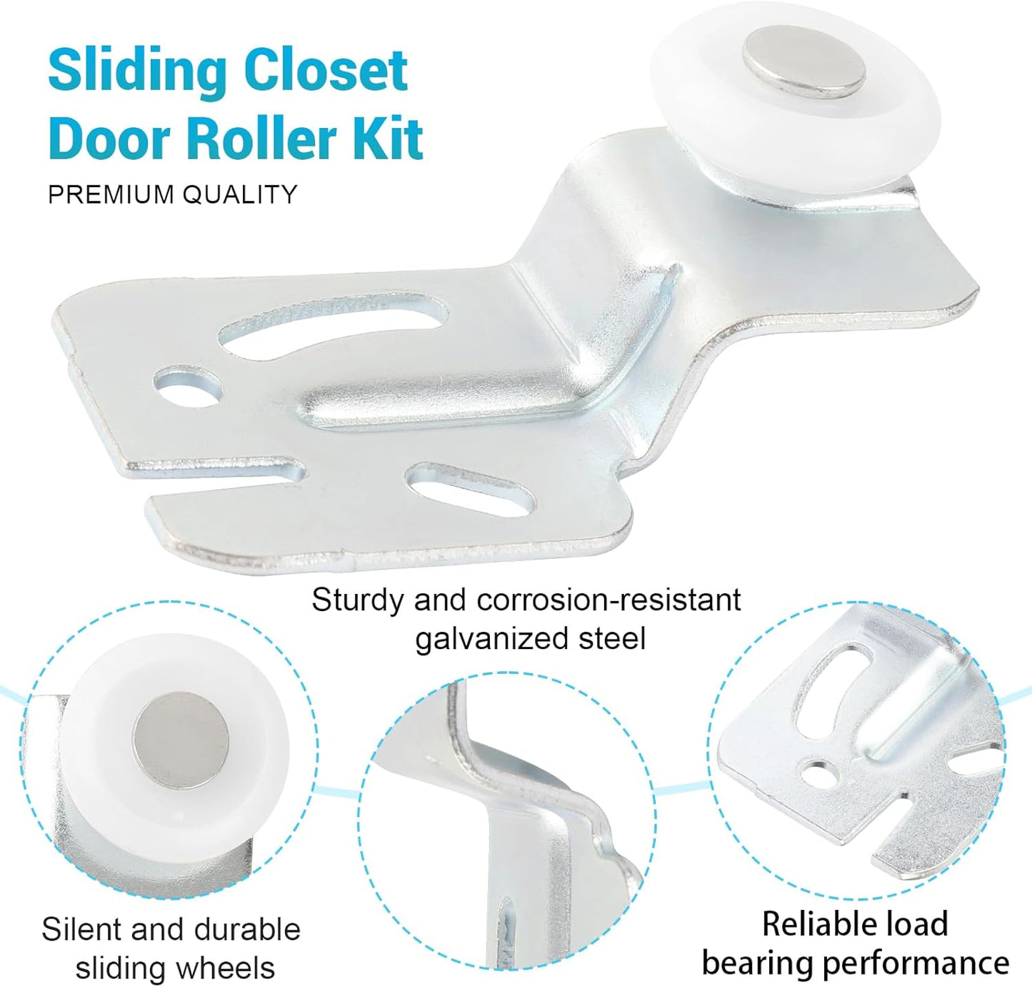 Kit 4 Ruedas Puerta Corrediza 7/8pulg Desplazamiento 1/4 y 1/2
