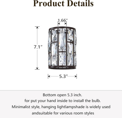 3 Pzas Lámpara Sconce Bronce Aceite 1.66pulg 7.1x5.3pulg