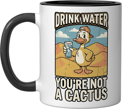 Taza cerámica divertida de pato meme para beber agua negra/blanca