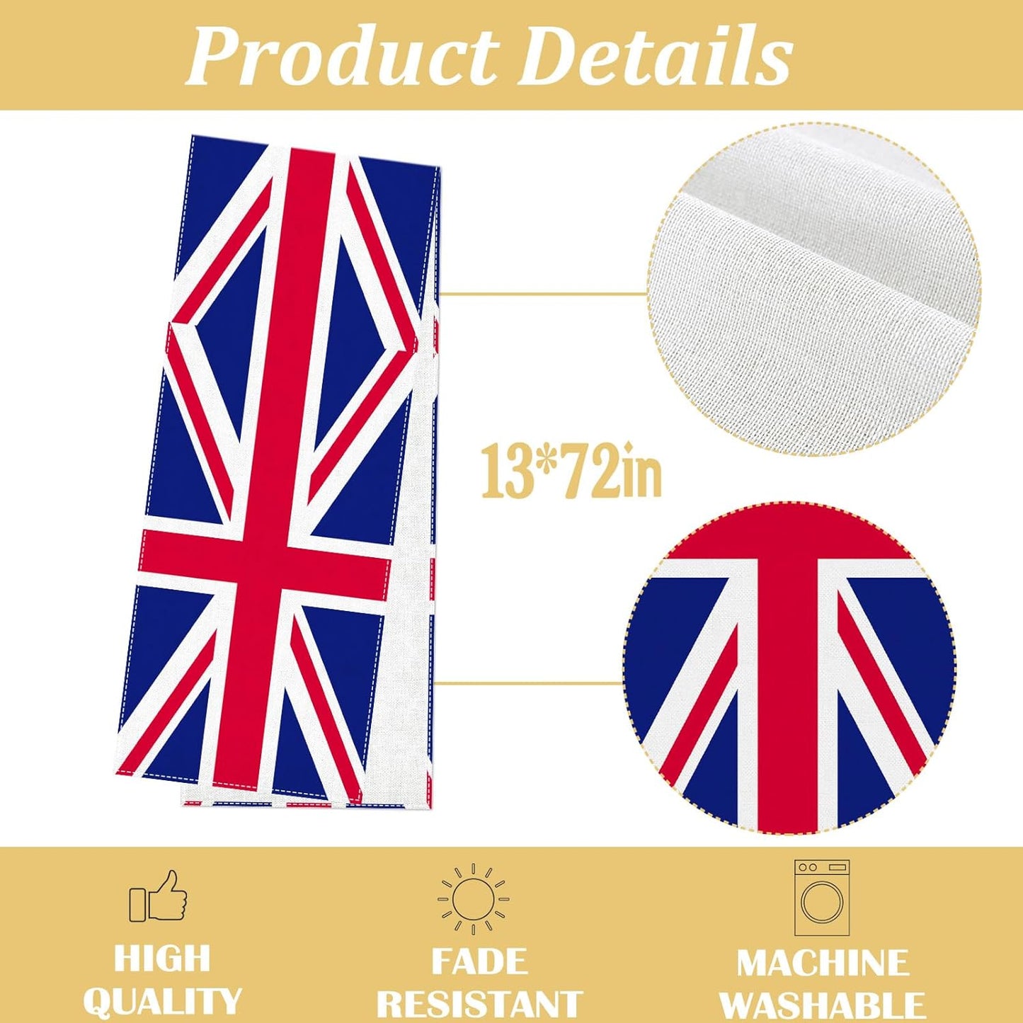 Camino de mesa Union Jack británico decoración patriótica