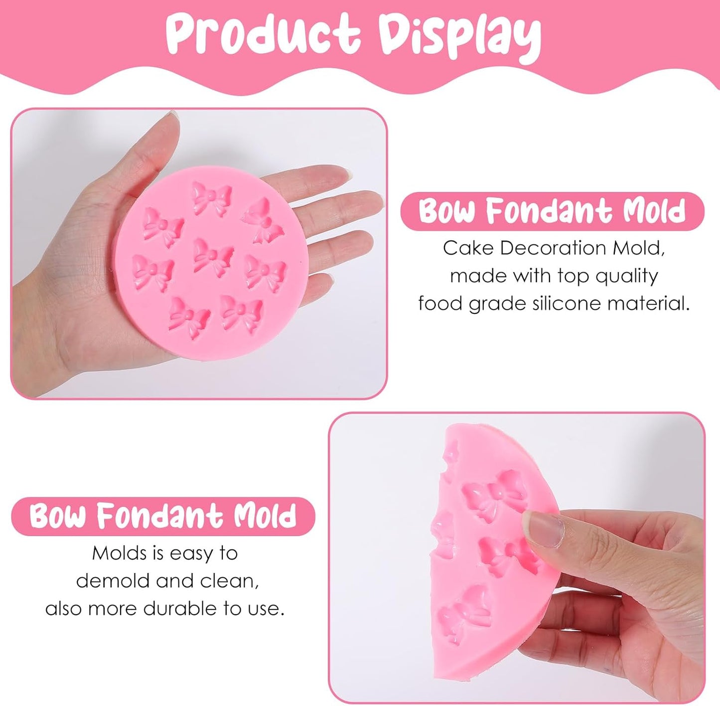 Moldes de silicona para fondant y chocolate con lazo para cake pop y decoración