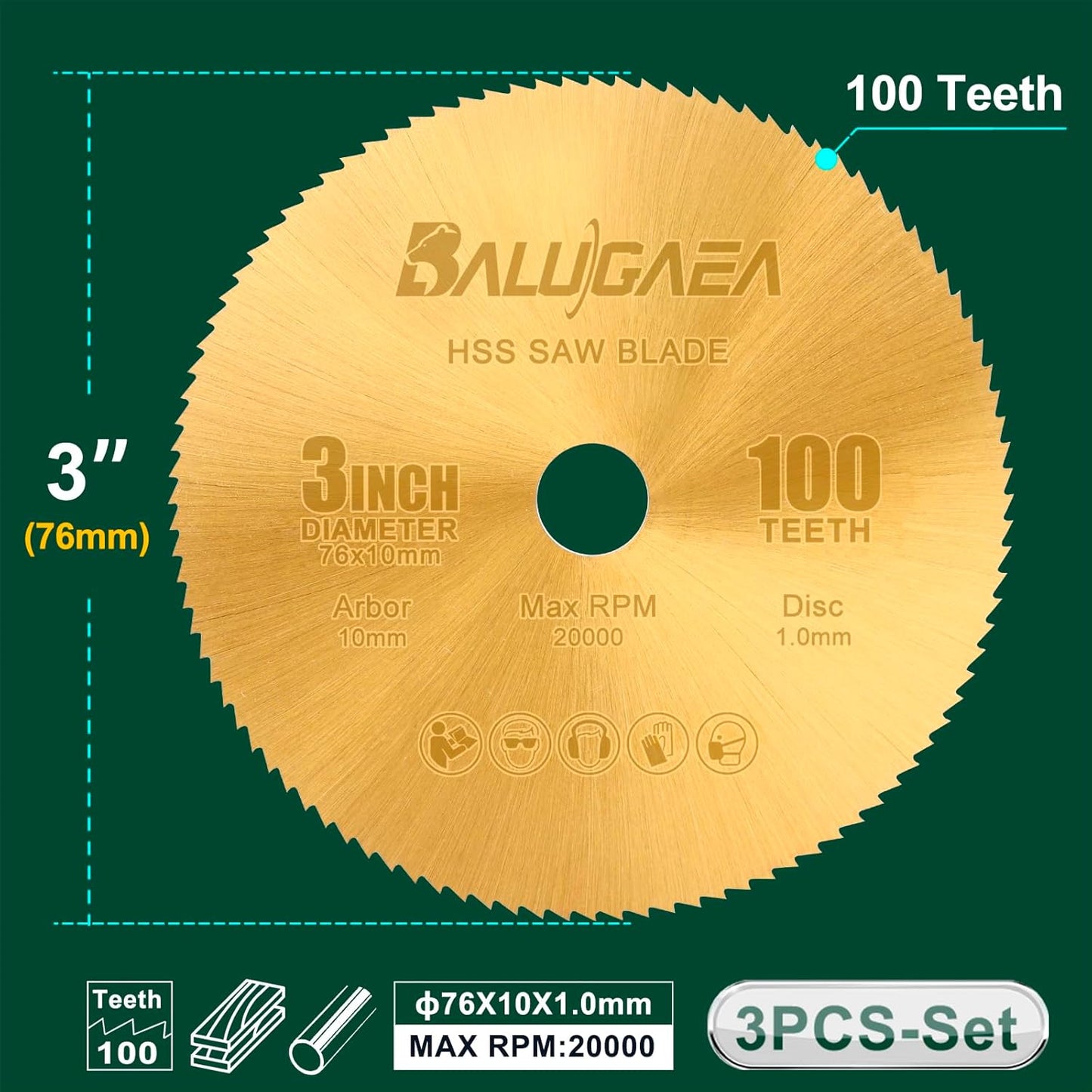 Hoja sierra circular HSS 3pulg 100T corte madera plástico