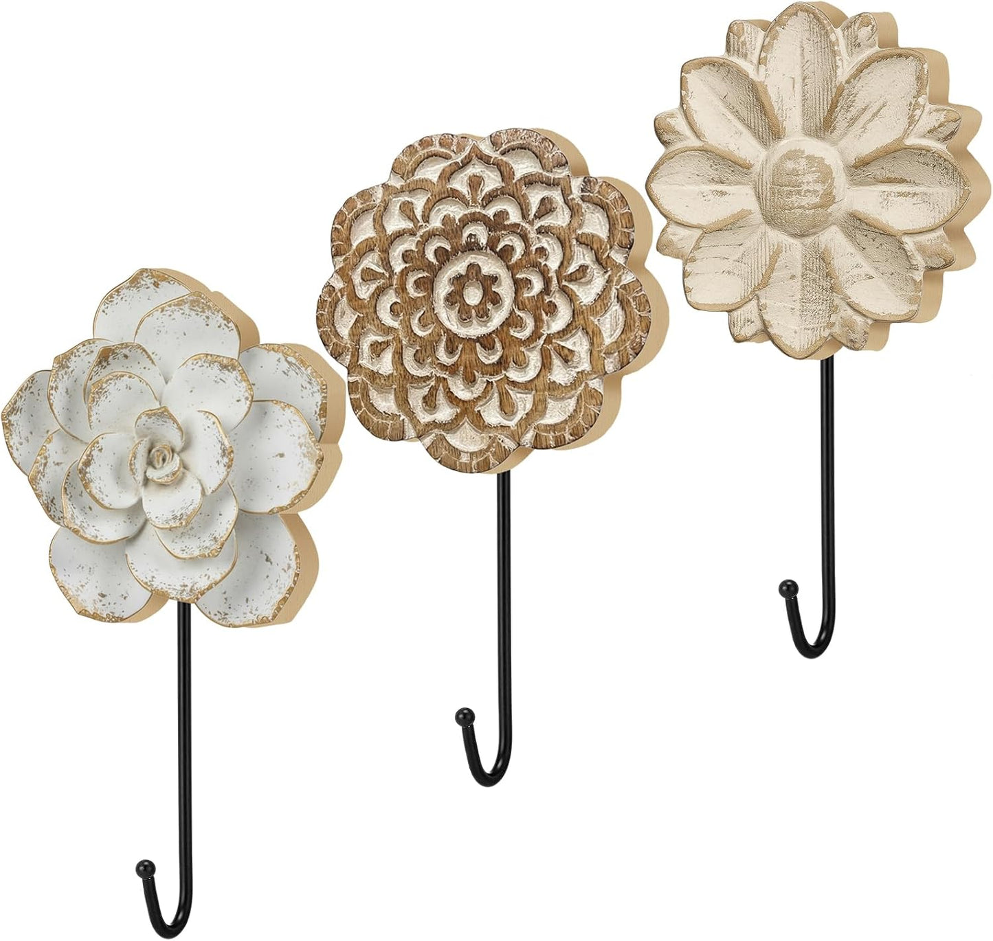 3 Ganchos Decorativos Bohemios Pared 8.27pulg Ropa Toallas
