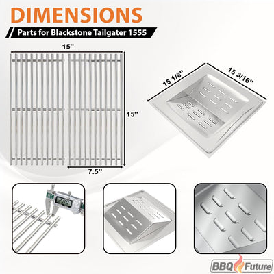 Rejillas parrilla Blackstone 1555 con escudo térmico acero inox