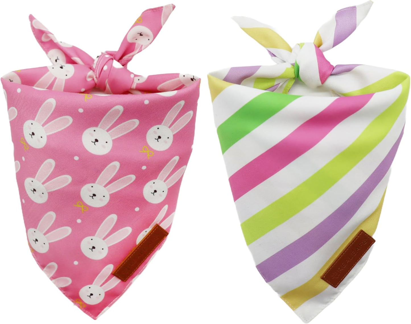 Bufanda reversible conejo rosa rayas para perros 2uds