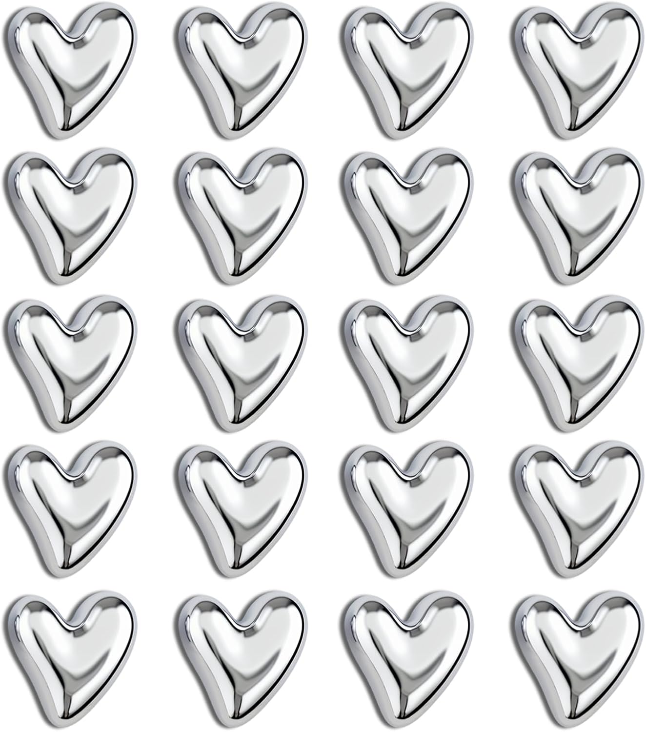 20 Imanes Corazón Plateado para Nevera Oficina Niña