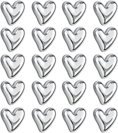 20 Imanes Corazón Plateado para Nevera Oficina Niña