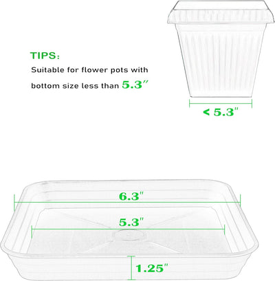 Bandeja cuadrada 6pulg plástico resistente para plantas 6 8 10