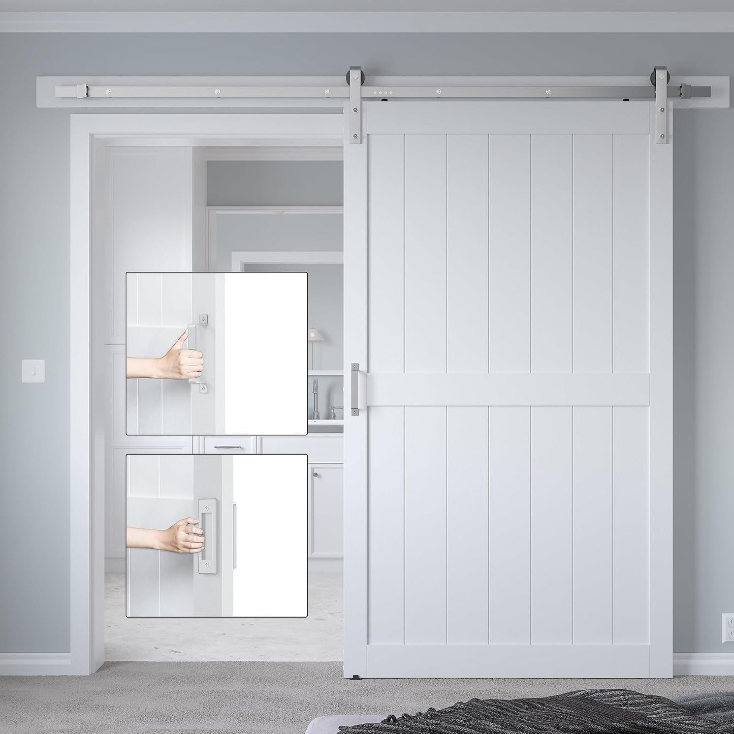 Puerta corredera granero 48x96pulg blanca níquel