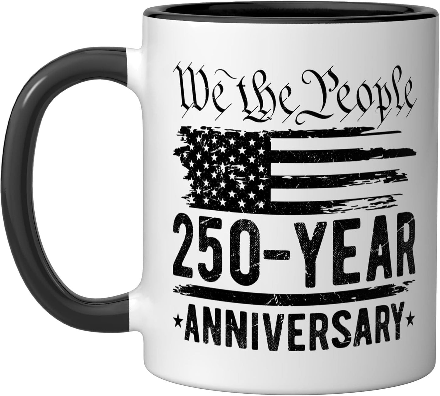 Taza cerámica 250 años EE.UU. negro/blanco