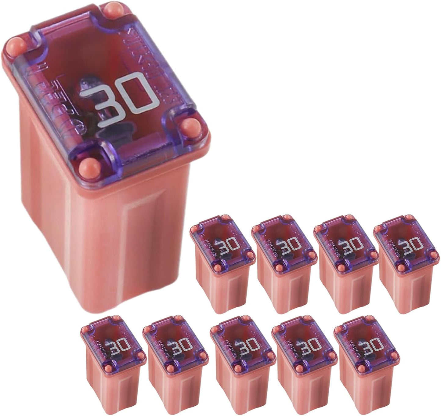 10 Fusibles Microcartucho 30A Kit Automotriz Surtido
