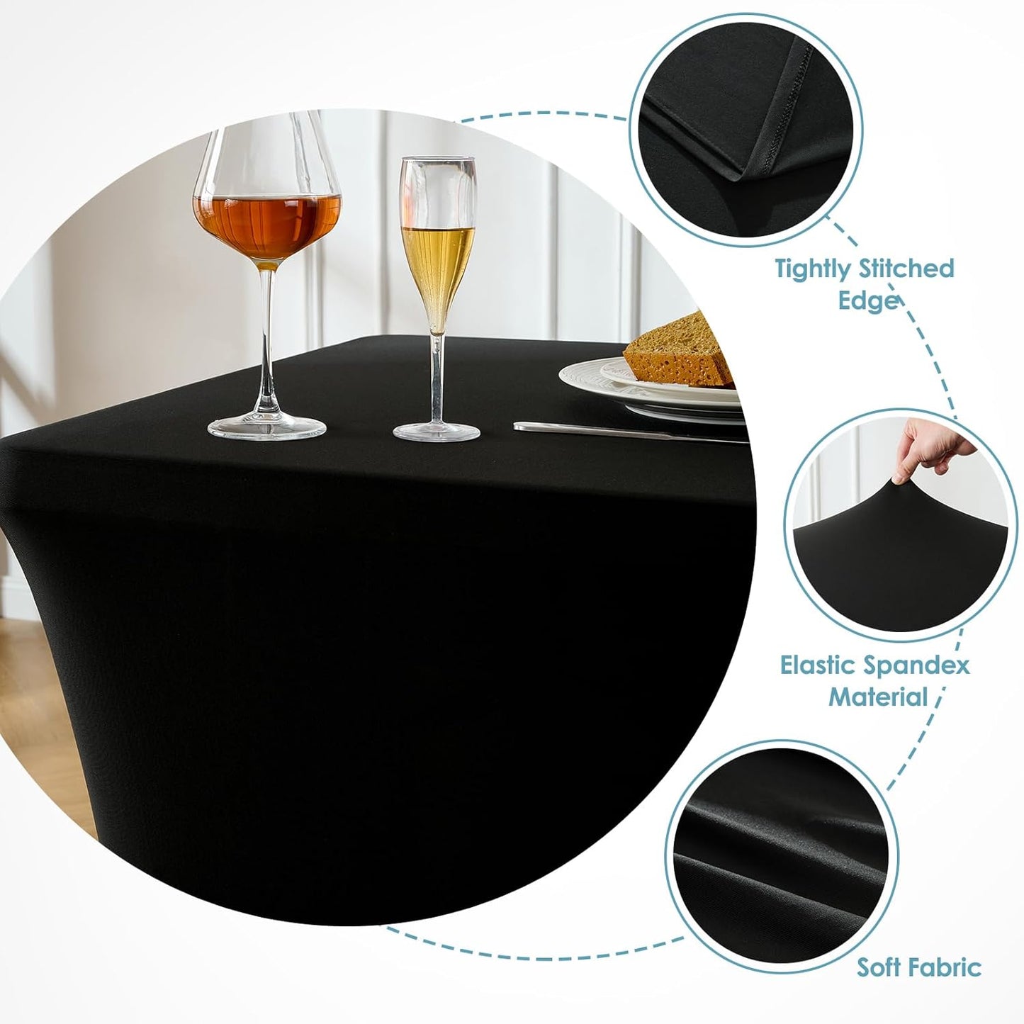 Mantel de elastano ajustable para mesa rectangular color negro