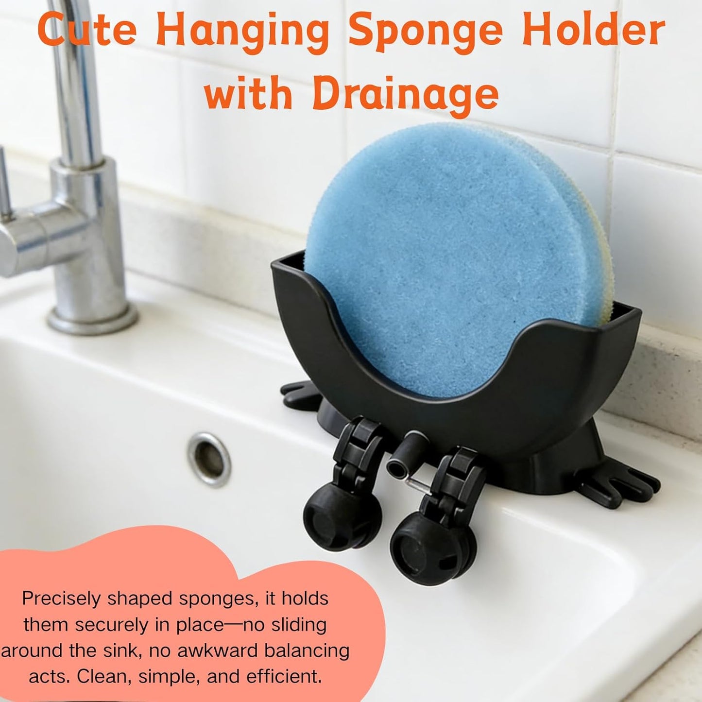 Soporte colgante de esponja con drenaje para fregadero de cocina