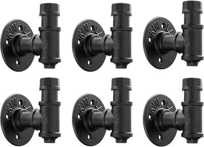 6 Ganchos pared rústico negro mate para colgar ropa