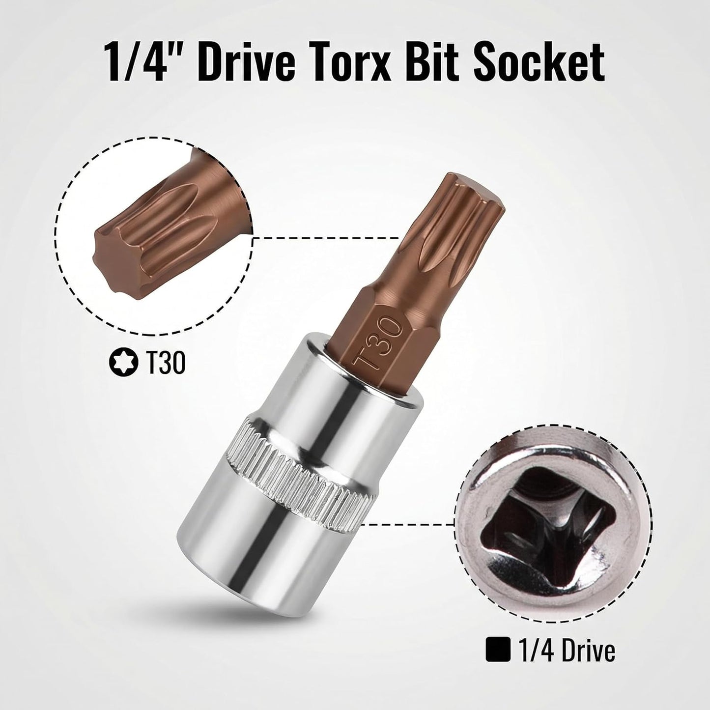6 Pzas T30 Torx Socket 1.496pulg para Trinquete