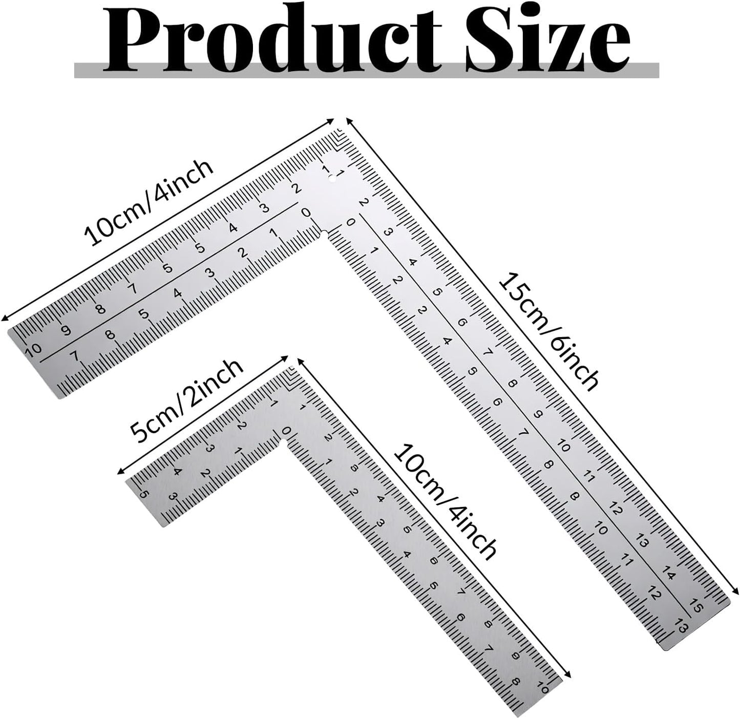 Regla en forma de L de 2x3.9 y 3.9x5.9pulg