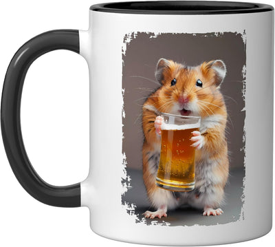 Taza cerámica para cerveza hamster negra/blanca