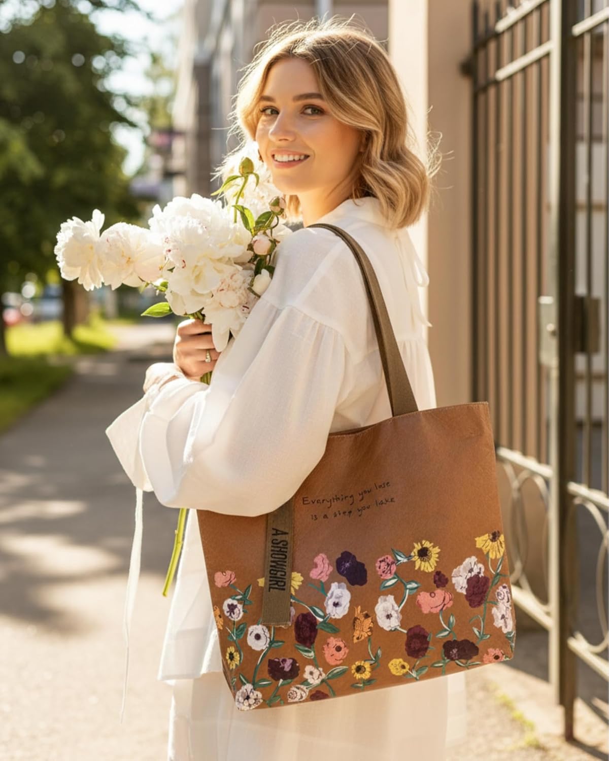 Bolsa de mano floral para mujer con bolsillo interior