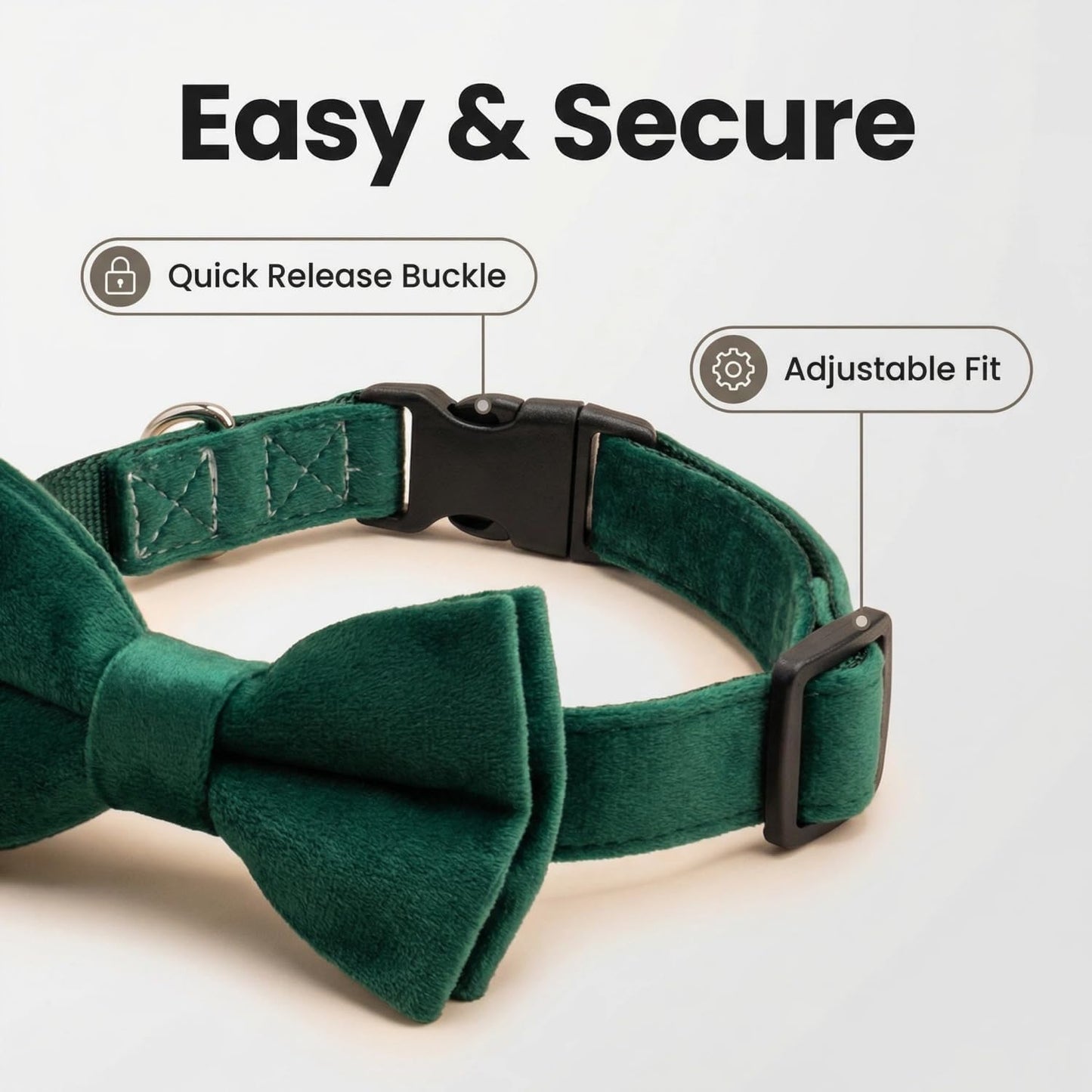 Collar perro con pajarita terciopelo hebilla rápida L verde
